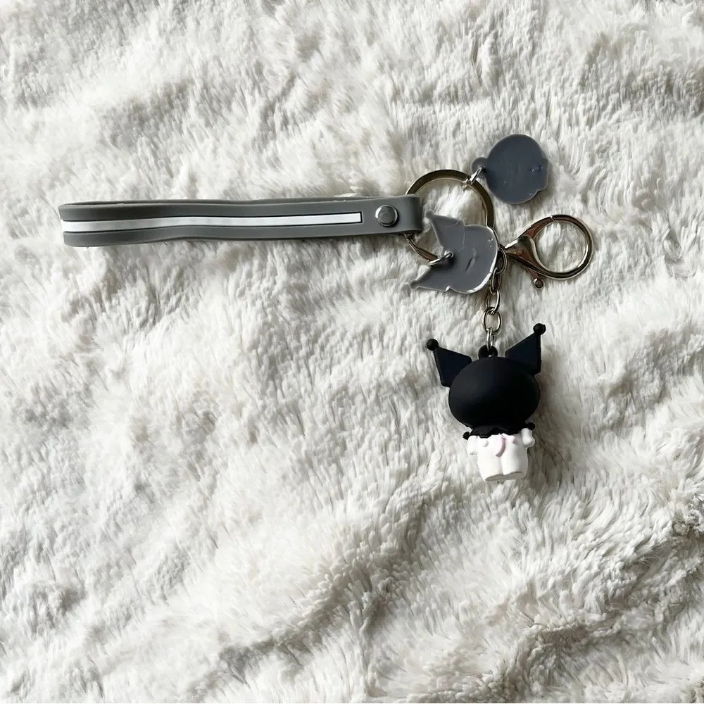Sanrio Kuromi Black Kuromi Keychain Bag Charm Wristlet